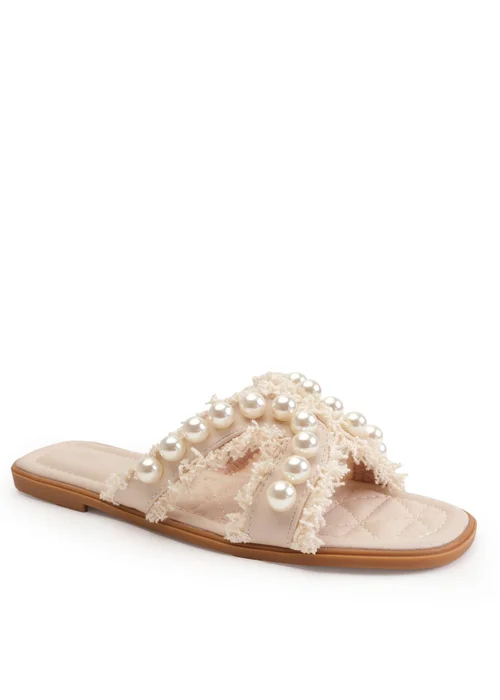 Where's That From Nude Pu Vivienne Sandal With Pearl Detail - 3 Image 1