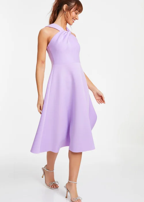 Quiz Purple Halter Neck Skater Midi Dress - 6 Image 3