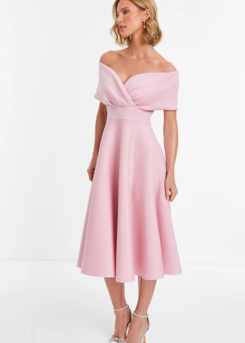 Quiz Pink Bardot Skater Midi Dress - 8 Image 3