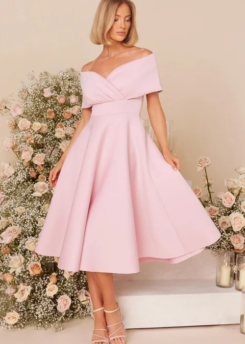 quiz bardot skater midi dress Quiz Red Bardot Skater Midi Dress