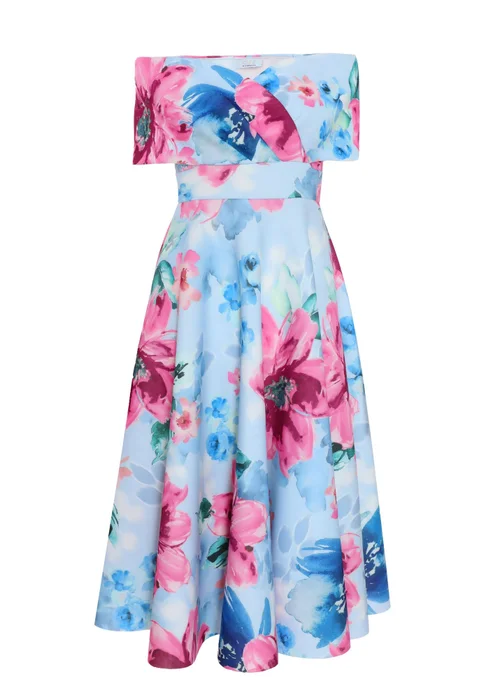 Quiz Multi Floral Bardot Skater Midi Dress - 6 Image 4