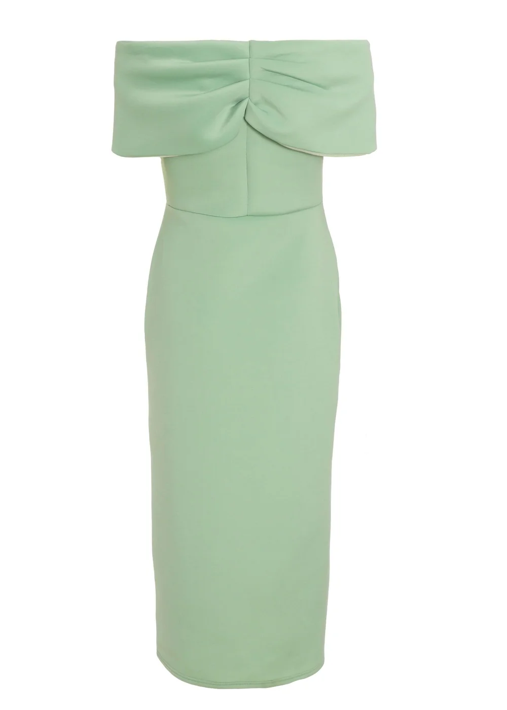 Quiz Green Sage Bardot Ruched Wrap Midi Dress - 8 | Matalan Quiz Green Sage Bardot Ruched Wrap Midi Dress - 8 | Matalan