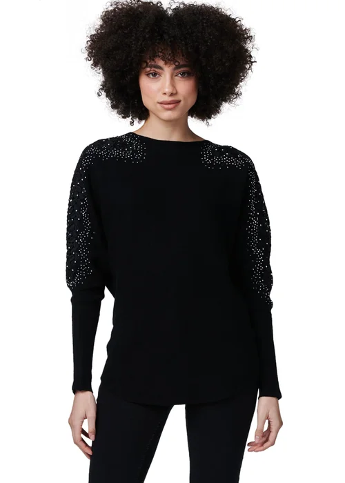 Izabel London Black Lace Sleeve Knit Top - 8 Image 1