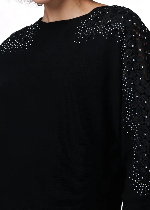 Izabel London Black Lace Sleeve Knit Top - 8 Image 3
