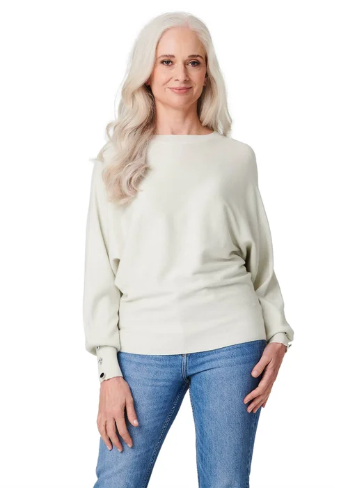 Izabel London Silver Metallic Button Cuff Knit Jumper - S Image 1