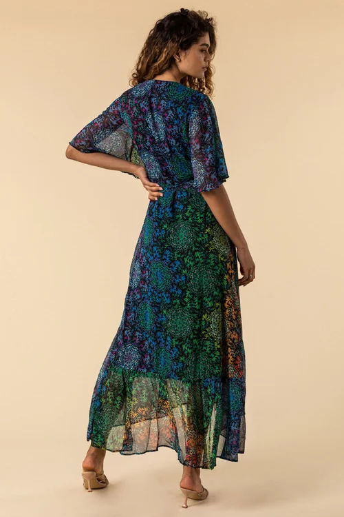 Roman Multi Abstract Print Maxi Wrap Dress - 10 Image 3