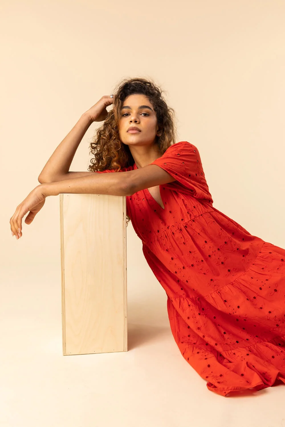 Roman Red Broderie Tiered Smock Skater Dress - 6 Image 2