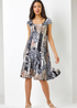 Roman Black Abstract Floral Print Panel Dress - 6 Image 3