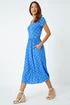Roman Royal Blue Tile Print Midi Stretch Dress - 24 Image 2