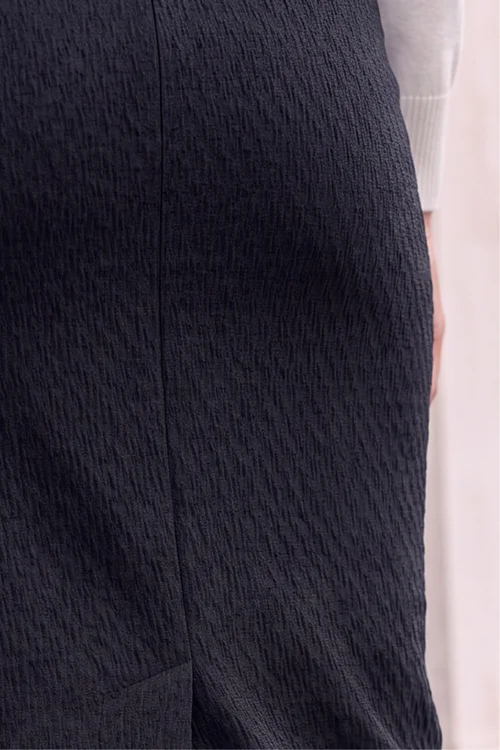 Roman Black Jersey Textured Elastic Waist Pencil Skirt - 14 Image 4