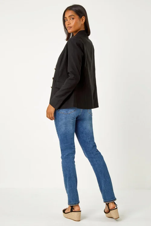 Roman Black Button Detail Stretch Blazer - 6 Image 3