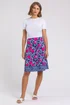 Roman Blue A Line Floral Print Elastic Waist Skirt - Size 14 Image 3