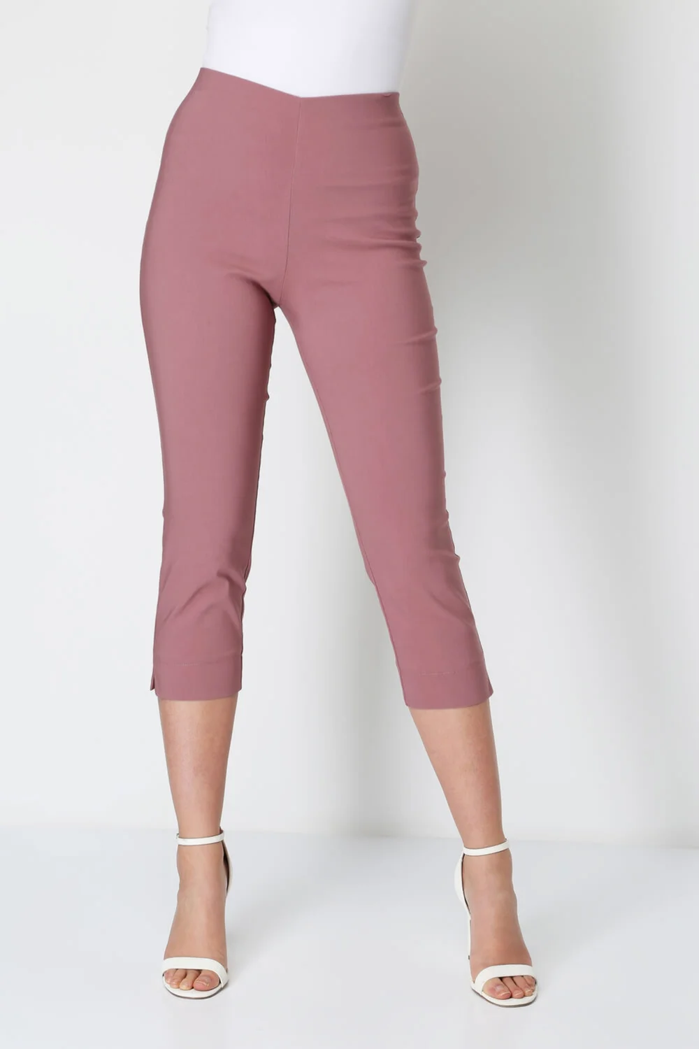 Roman Dusky Pink Cropped Stretch Trouser Capri Summer Leggings 3/4 Pedal Pushers - 12 Image 1