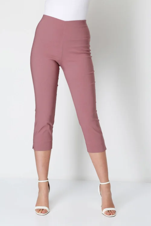 Roman Dusky Pink Cropped Stretch Trouser Capri Summer Leggings 3/4 Pedal Pushers - 12 Image 1