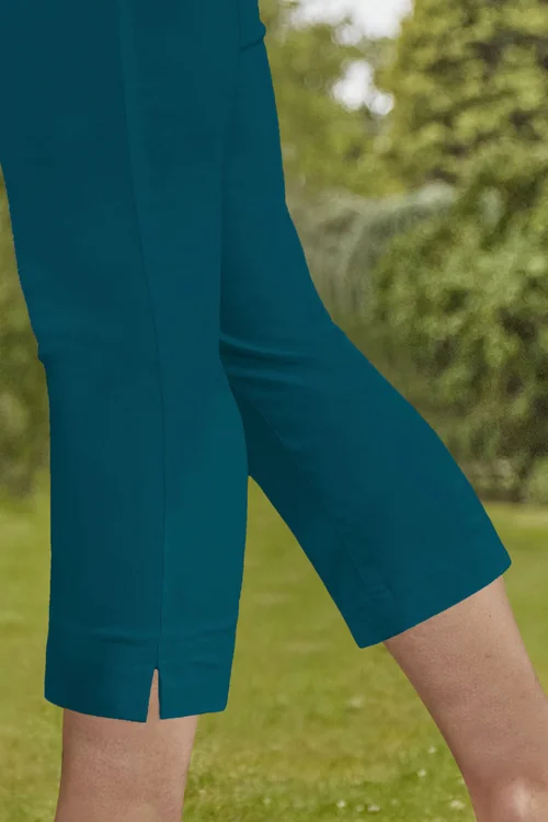 Roman Jade Green Cropped Stretch Trouser Capri Summer Leggings 3/4 Pedal Pushers - 12 Image 4