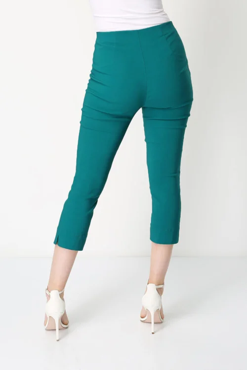Roman Jade Green Cropped Stretch Trouser Capri Summer Leggings 3/4 Pedal Pushers - 12 Image 3