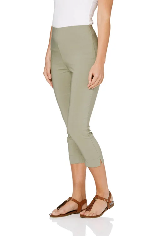 Roman Khaki Cropped Stretch Trouser Capri Summer Leggings 3/4 Pedal Pushers - 14 Image 3