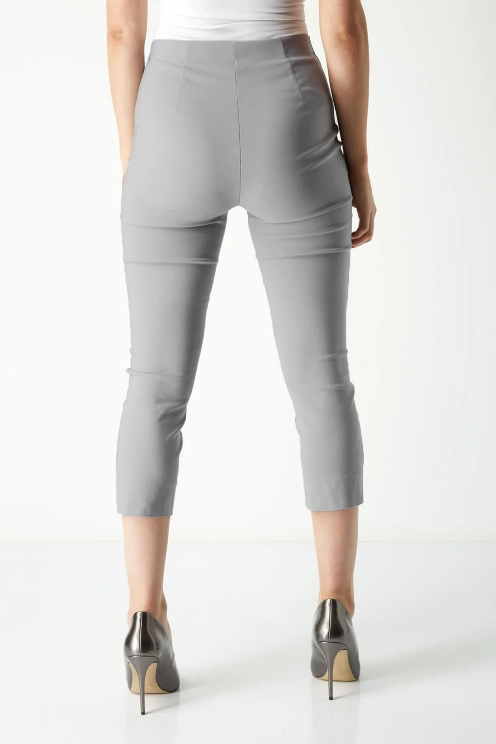 Roman Light Grey Cropped Stretch Trouser Capri Summer Leggings 3/4 Pedal Pushers - 12 Image 4