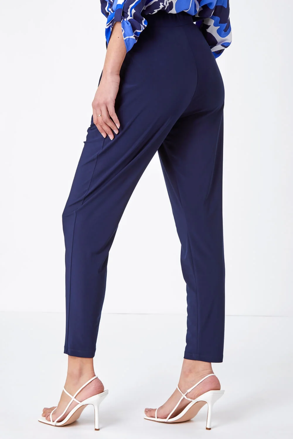 Roman Navy Jersey Stretch Elastic Waist Harem Trousers - 6 Image 3