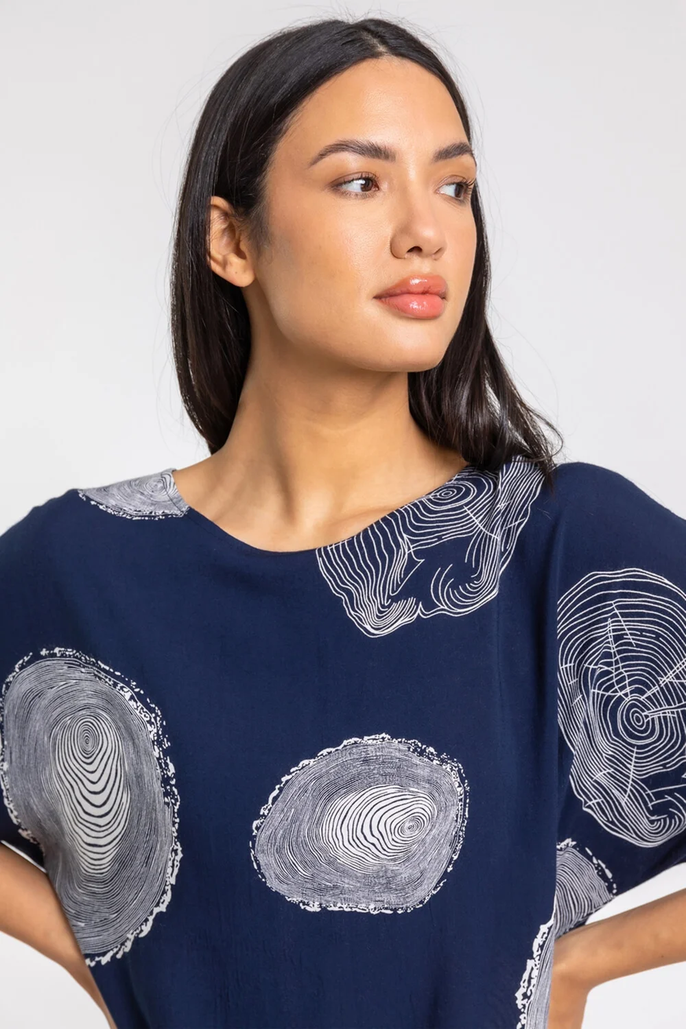 Roman Navy Linear Abstract Print Tunic Top - 10 Image 4