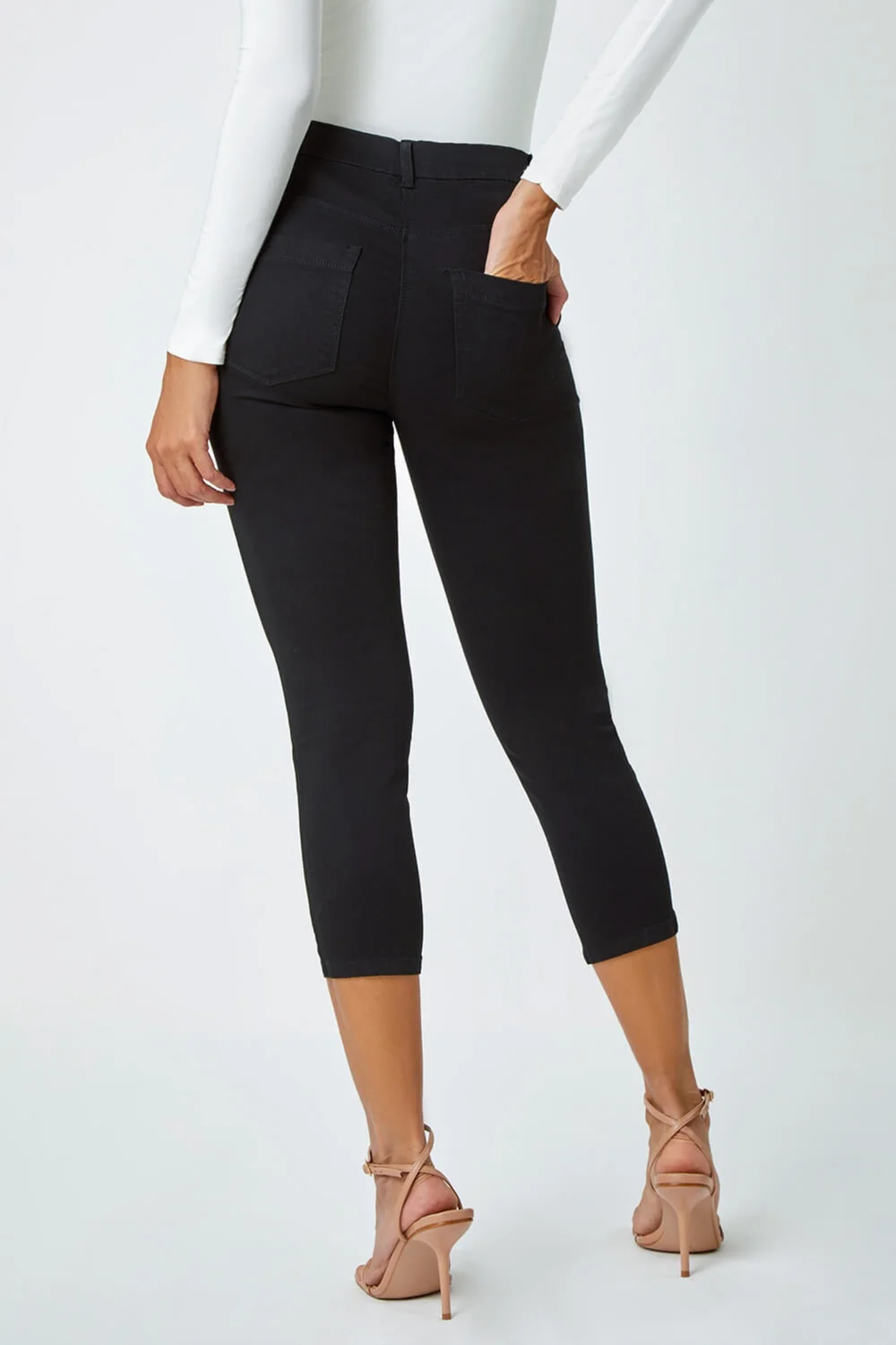 Roman Black Cropped Stretch Denim Jegging - 14 Image 3