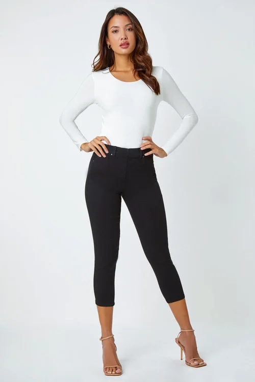 Roman Black Cropped Stretch Denim Jegging - 14 Image 2