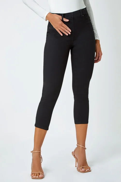 Roman Black Cropped Stretch Denim Jegging - 14 Image 4