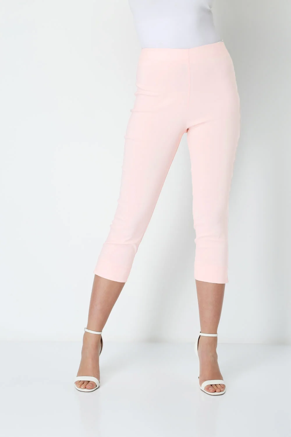Roman Light Pink Cropped Stretch Trouser Capri Summer Leggings 3/4 Pedal Pushers - 16 Image 1