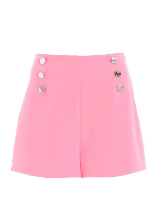 Quiz Pink Button Tailored Shorts - 6 Image 4