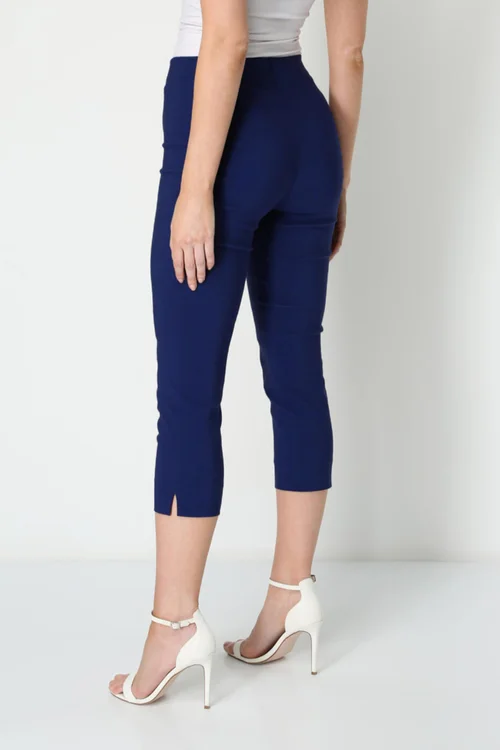 Roman Midnight Blue Cropped Stretch Trouser Capri Summer Leggings 3/4 Pedal Pushers - 16 Image 2