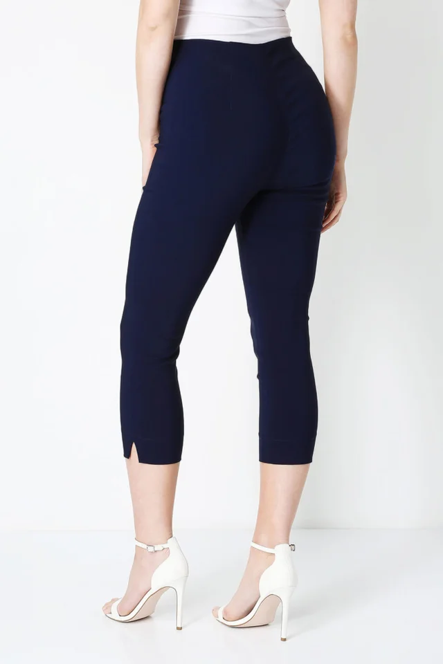 Roman Navy Blue Cropped Stretch Trouser Capri Summer Leggings 3/4 Pedal Pushers