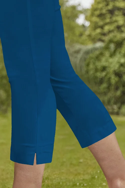 Roman Petrol Blue Cropped Stretch Trouser Capri Summer Leggings 3/4 Pedal Pushers - 10 Image 3