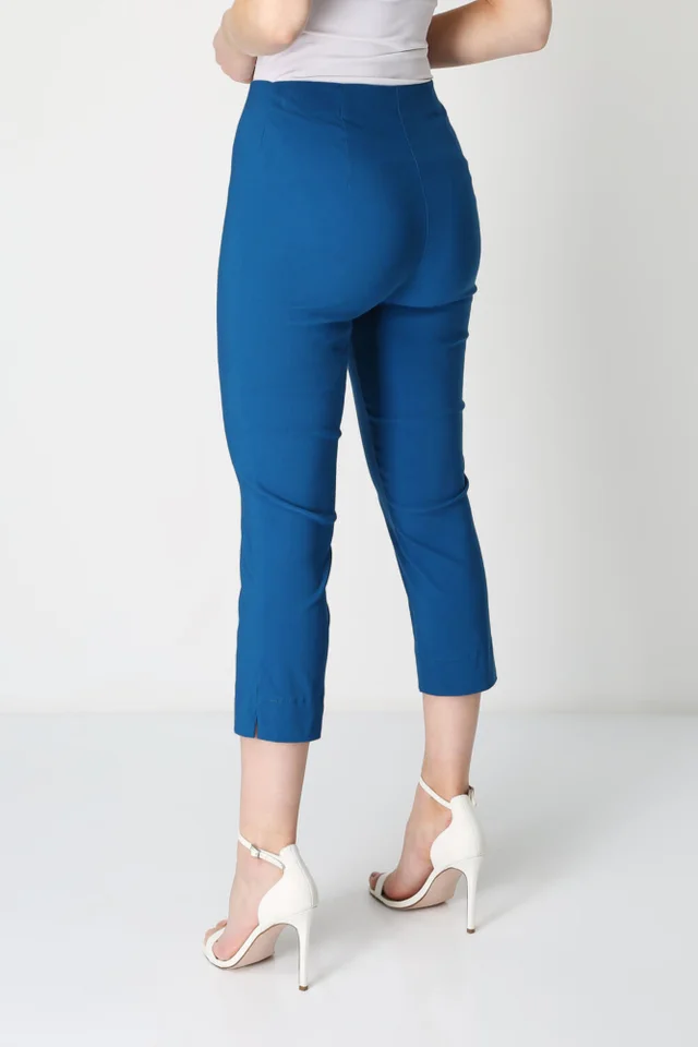 Roman Petrol Blue Cropped Stretch Trouser Capri Summer Leggings 3/4 Pedal Pushers