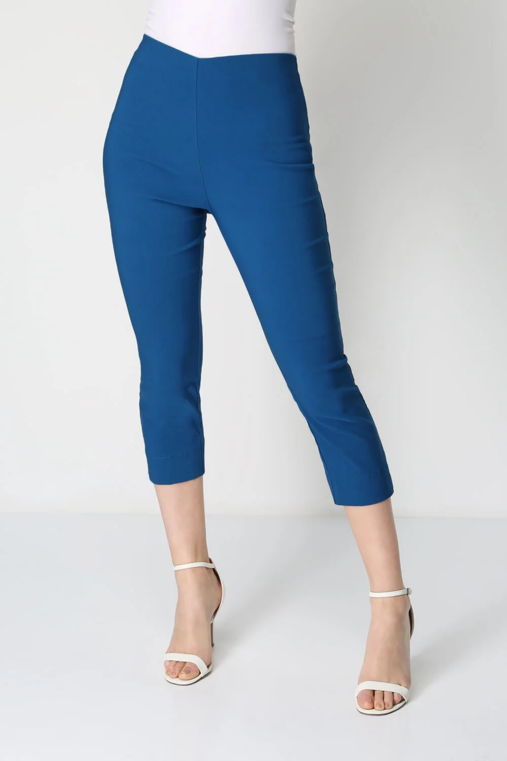 Roman Petrol Blue Cropped Stretch Trouser Capri Summer Leggings 3/4 Pedal Pushers - 10 Image 1