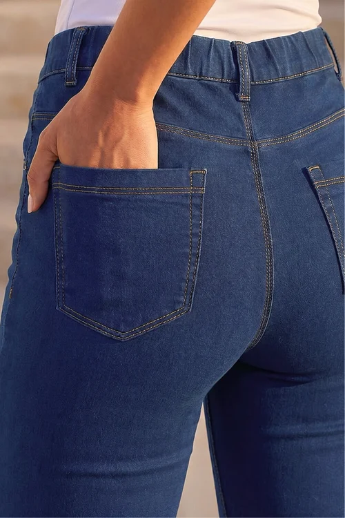 Roman Indigo Stretch Knee Length Pedal Pusher - 16 Image 4