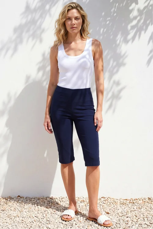 Roman Navy Knee Length Stretch Shorts - 12 Image 1
