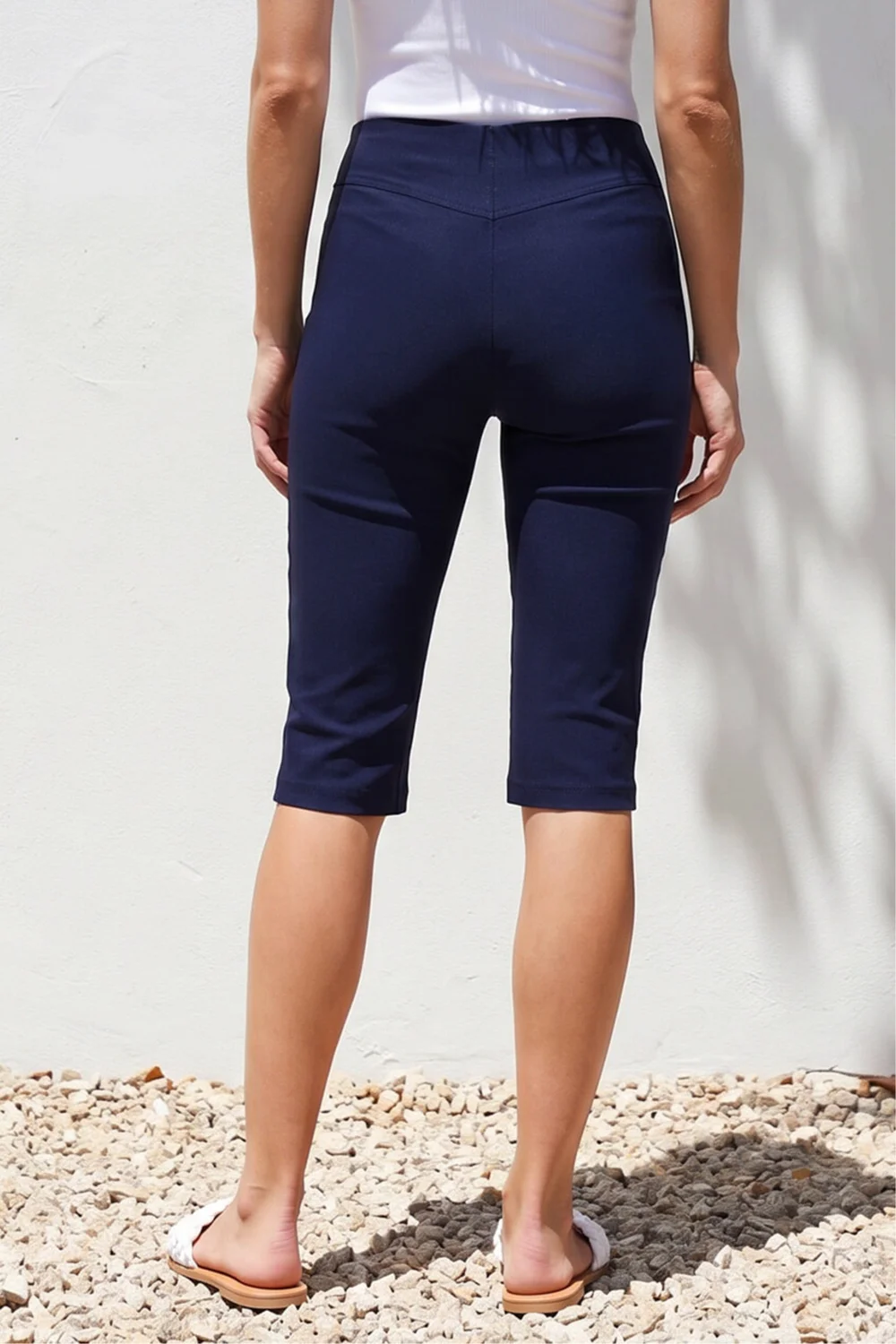Roman Navy Knee Length Stretch Shorts - 12 Image 3