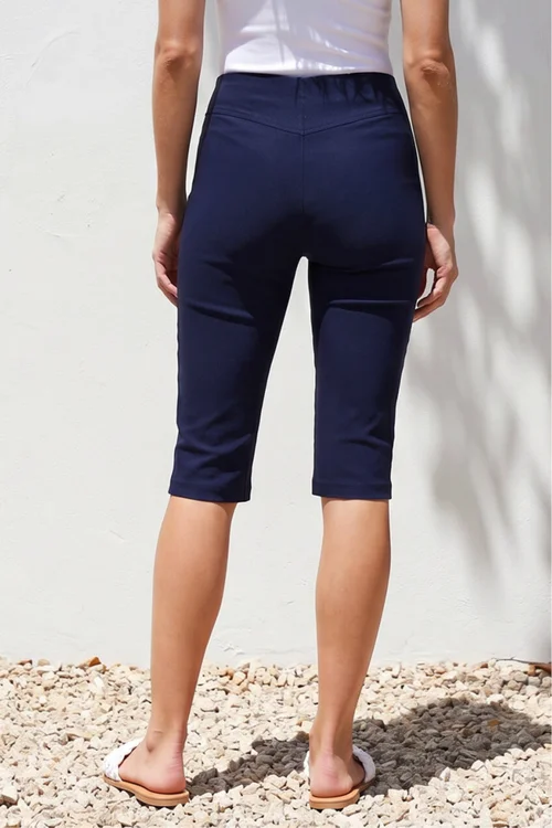 Roman Navy Knee Length Stretch Shorts - 12 Image 3