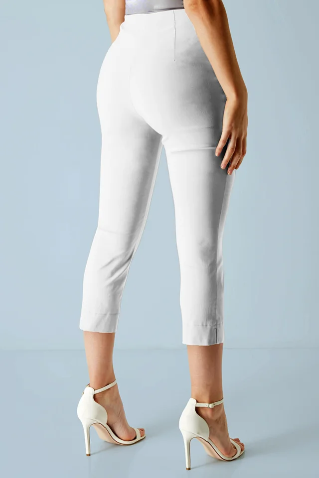 Roman White Cropped Stretch Trouser Capri Summer Leggings 3/4 Pedal Pushers