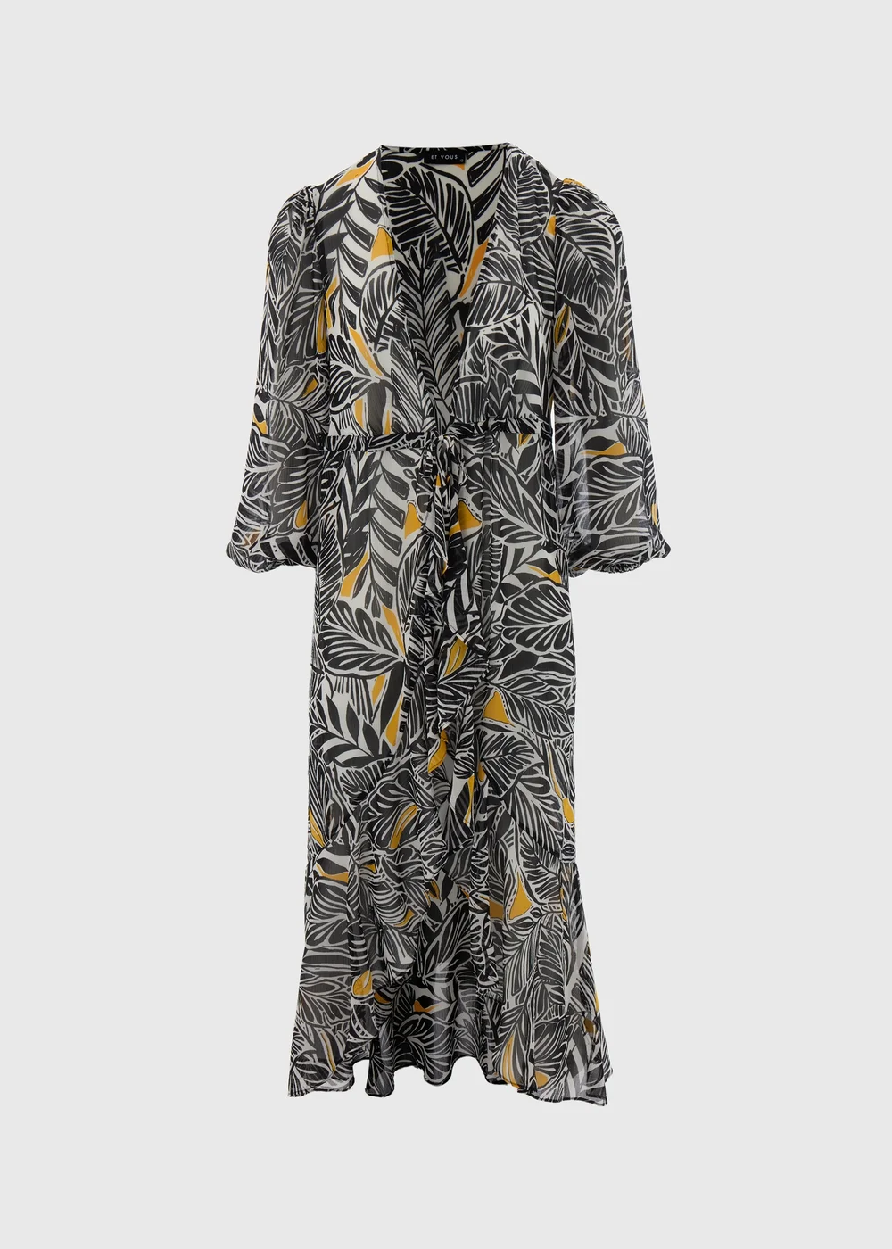 Et Vous Black Palm Printed Kaftan - S Image 5
