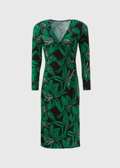 Green Floral Print Jersey Wrap Dress - 8 Image 5