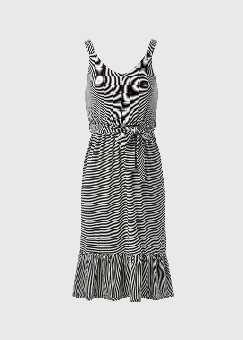 Black Stripe Belted Jersey Dress - Size 8 Image 5