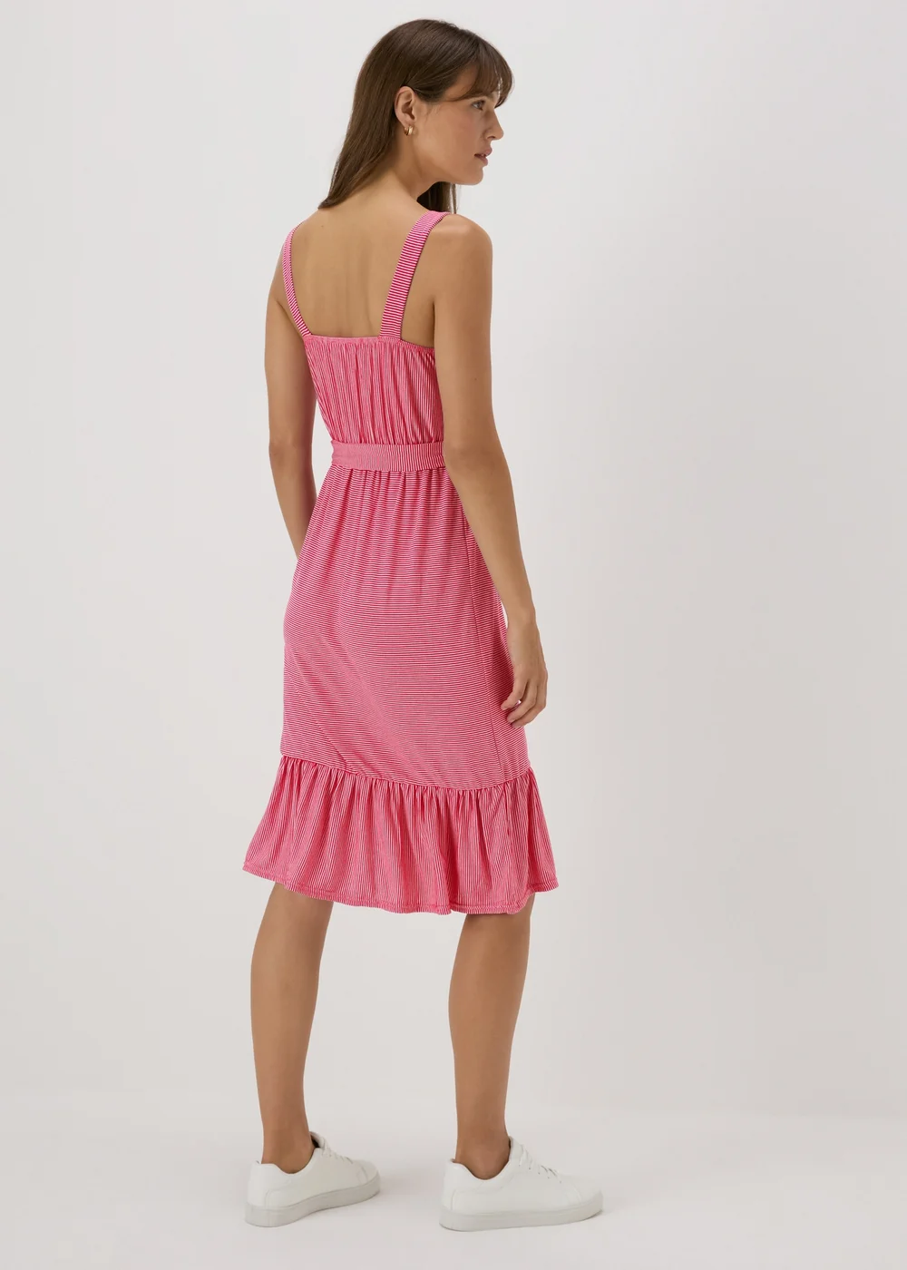 Red Stripe Belted Jersey Dress - 8 Image 2