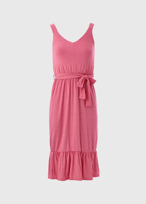 Red Stripe Belted Jersey Dress - 8 Image 5