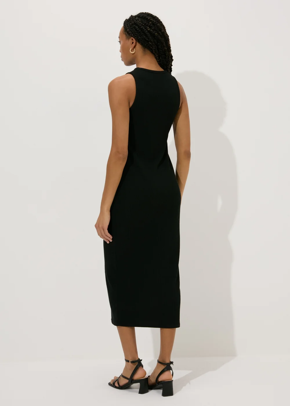Black Midi Ribbed Dress - 8 Image 2