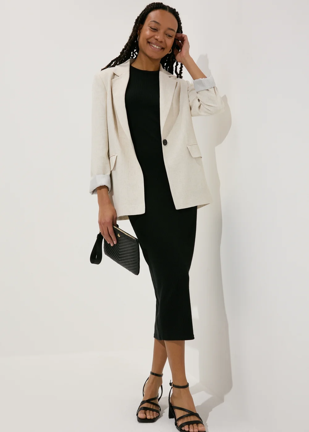 Black Midi Ribbed Dress - 8 Image 4