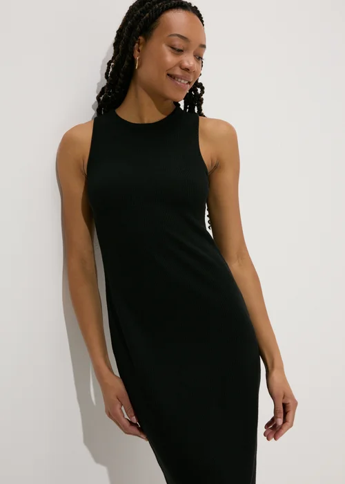 Black Midi Ribbed Dress - 8 Image 3