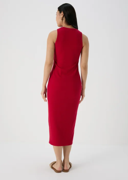 Red Sleeveless Ribbed Dress - 8 Image 2