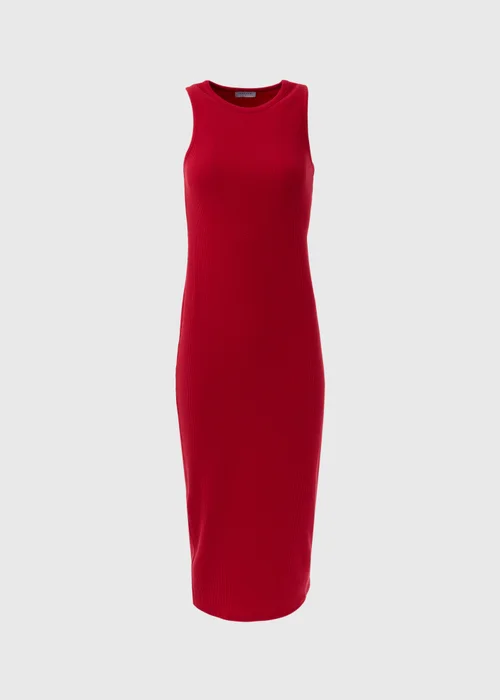 Red Sleeveless Ribbed Dress - 8 Image 5