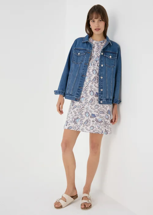 Blue Floral Mini Dress - 8 Image 4